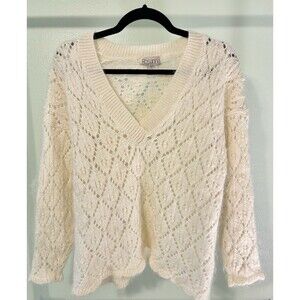 Vintage Rosanna‎ Sweater Cream White Sequence Size M Mohair Blend